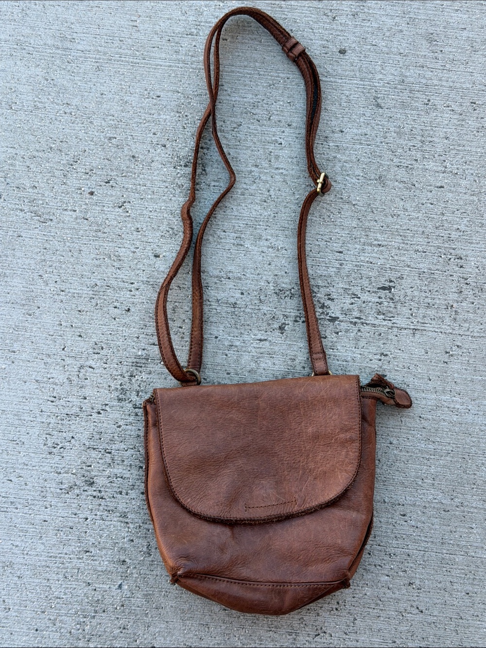 Marta Ponti Brown Genuine Leather Crossbody Bag with Flap - Everyday